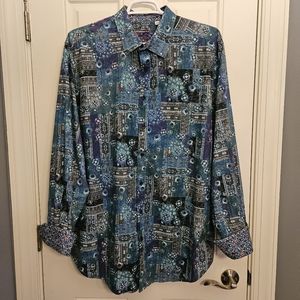 Robert Graham Long Sleeve Blue & Purple Pattern shirt 2XLT